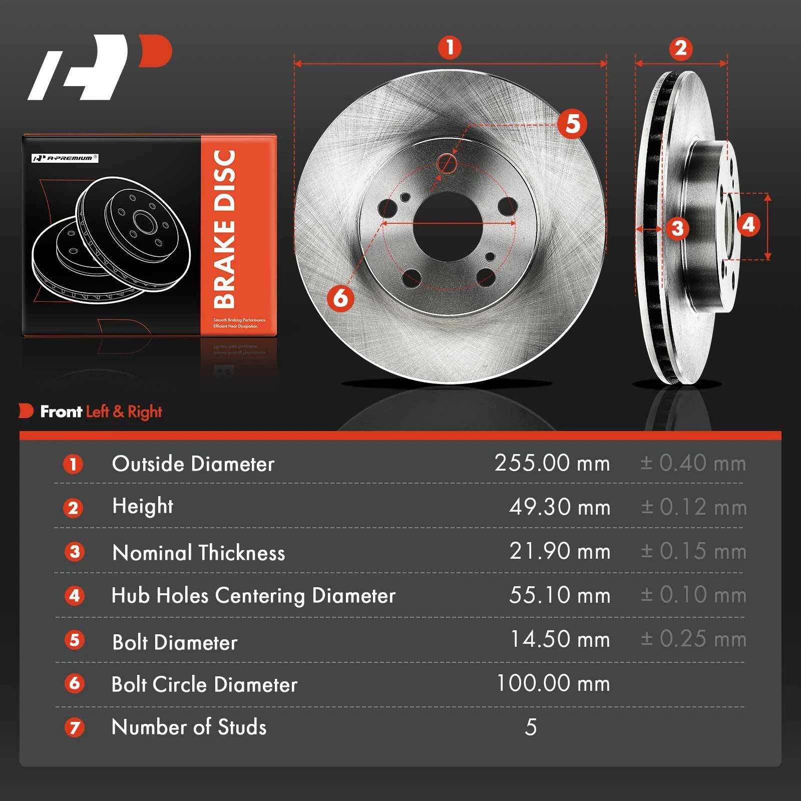 Front Disc Brake Rotors for Toyota Prius (2004-2009)
