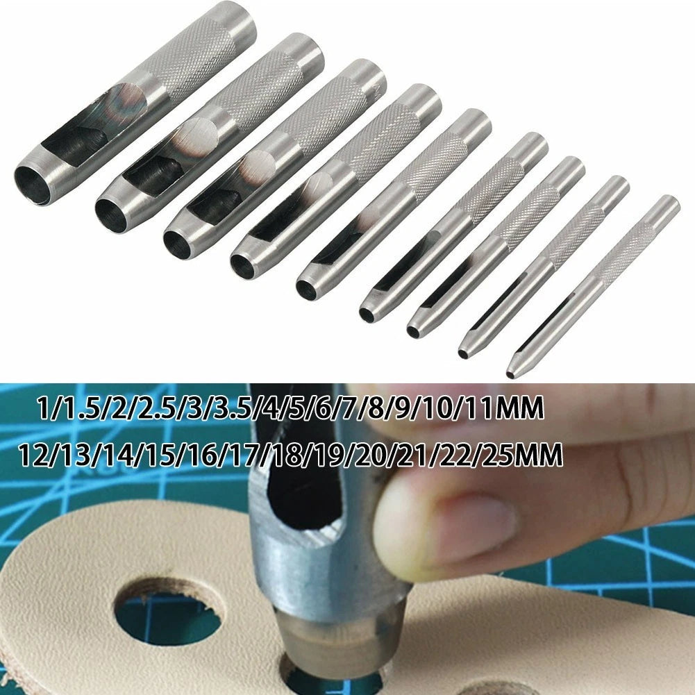 Set of 5 Hollow Hole Punch Tools for DIY Leather Plastic Wood (1mm-25mm)