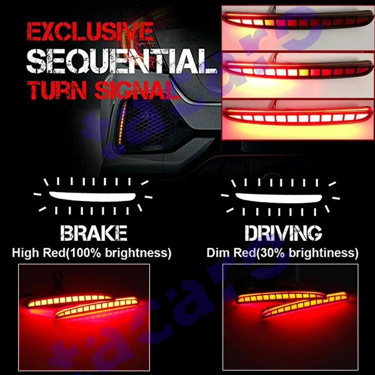 Sequential LED Brake Light Fog Lamp for Honda Civic Hatchback (2017–2021)