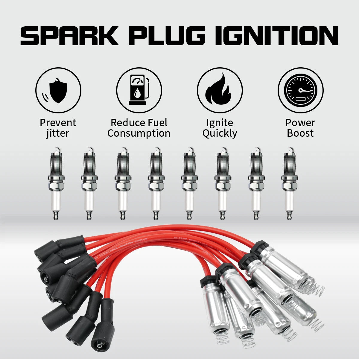 8X Spark Plug Wire + Plug for Chevy GMC Vortec 4.8L 5.3L 6.0L (1999–2006)