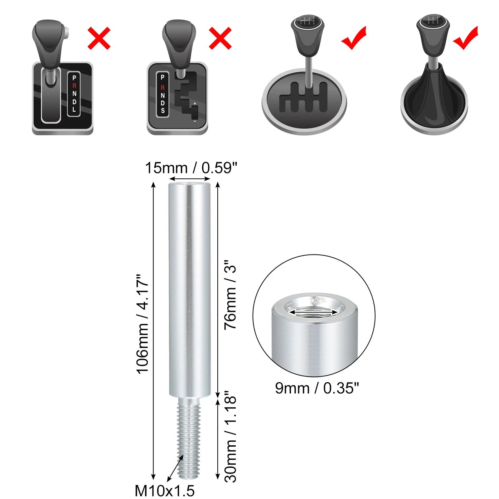 3" Shift Knob M10x1.5 for Honda Accord (2003–2007)