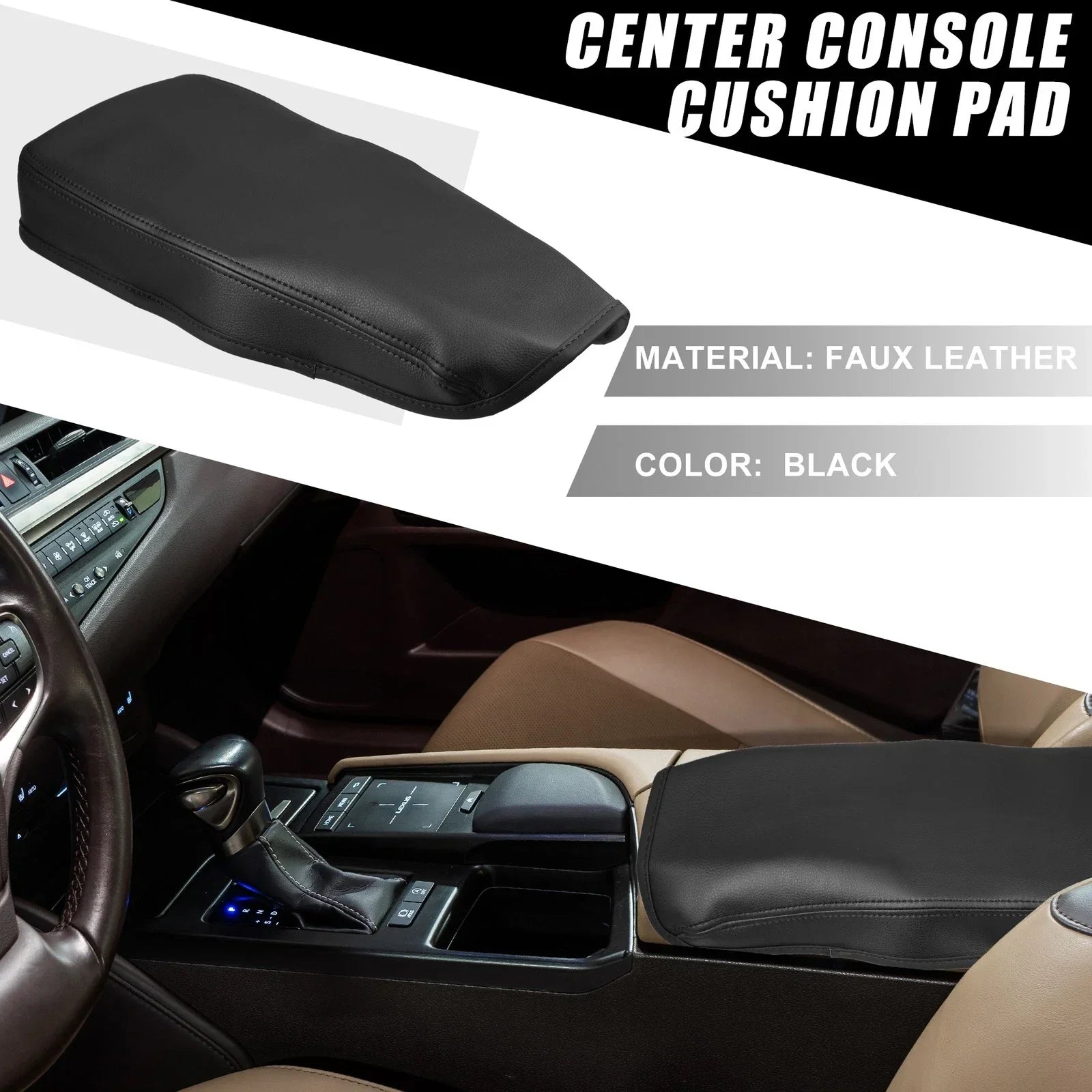 Car Center Console Pad Armrest Cover for Lexus ES330 (2005-2009) Black