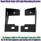 Hood LED Pod Ditch Light Mounting Bracket for Ford Explorer Ranger (1991–2011)