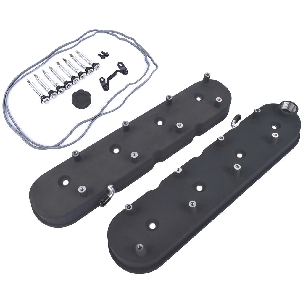 Black Cast Aluminum Tall Valve Covers w/ Coil Mounts for LS1 LS2 LS3 (2001–2017)