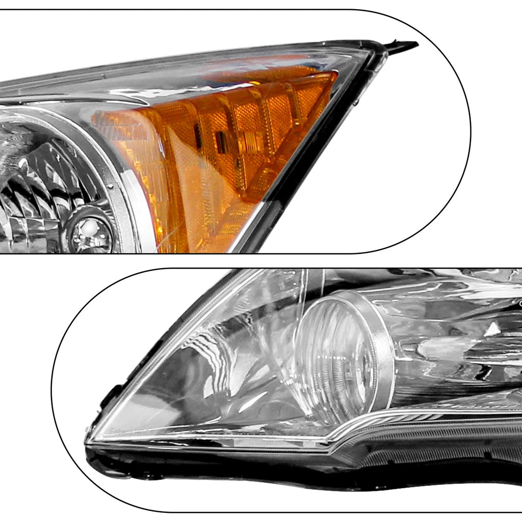 Headlight Assembly Pair Chrome Housing for Honda CR-V (2007-2011)