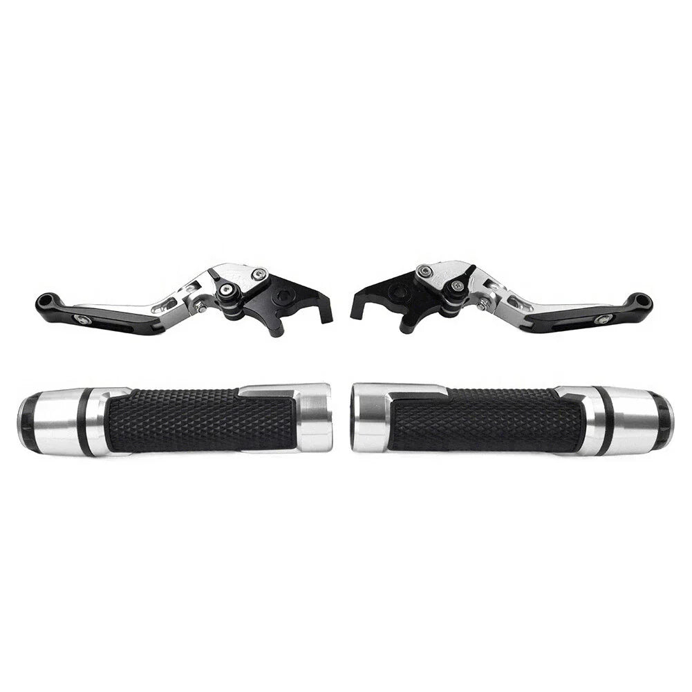 Silver Extendable Brake Clutch Lever Grip Set for Yamaha YZF R3 MT-03 (2015-2023)
