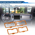 Set of 4 Air Condition Outlet Vent Trim Cover Frames for Ford Bronco (2021–2024) Orange