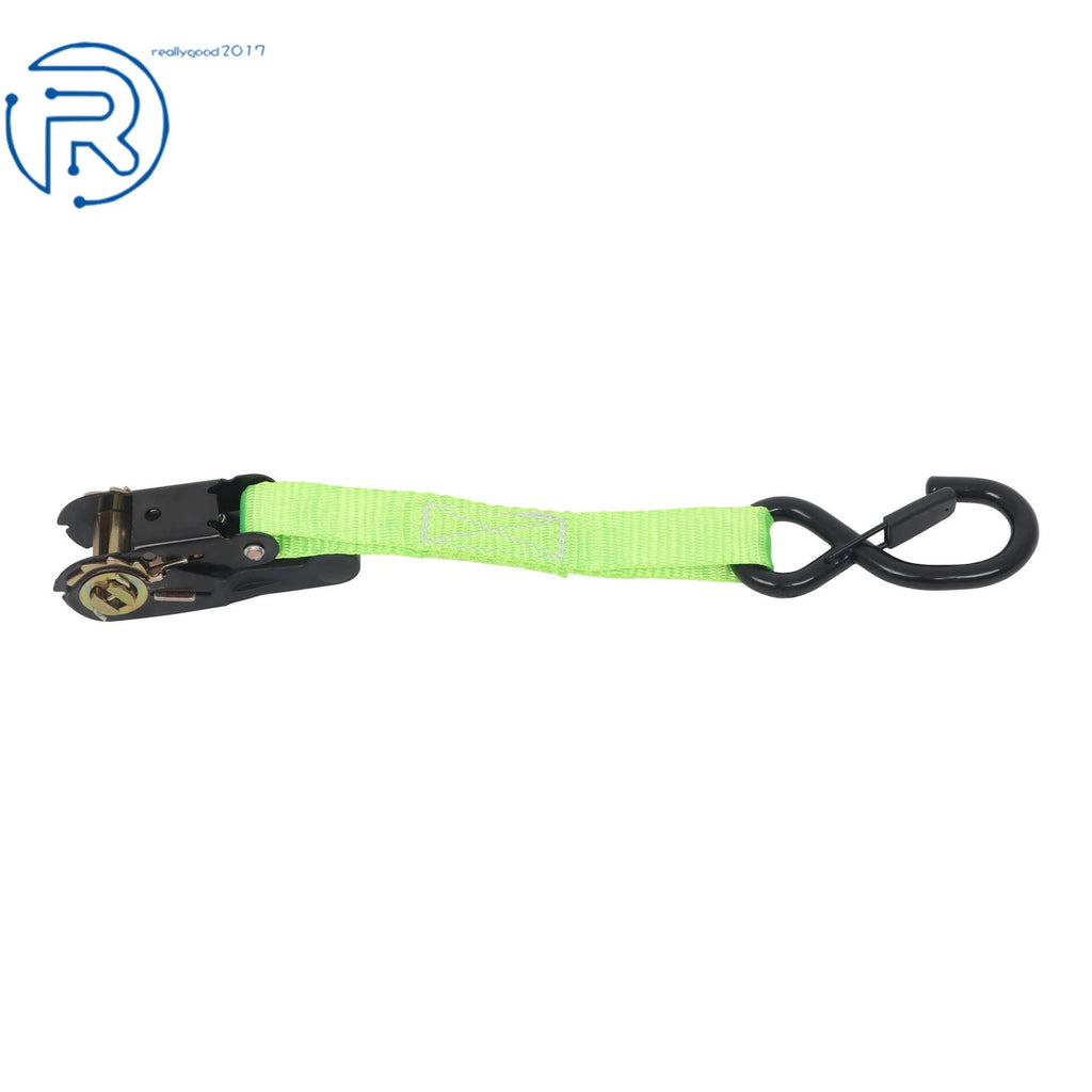 Set of 4 1" x 15' Tie Downs 2200lbs Ratchet Straps with S Hook Green