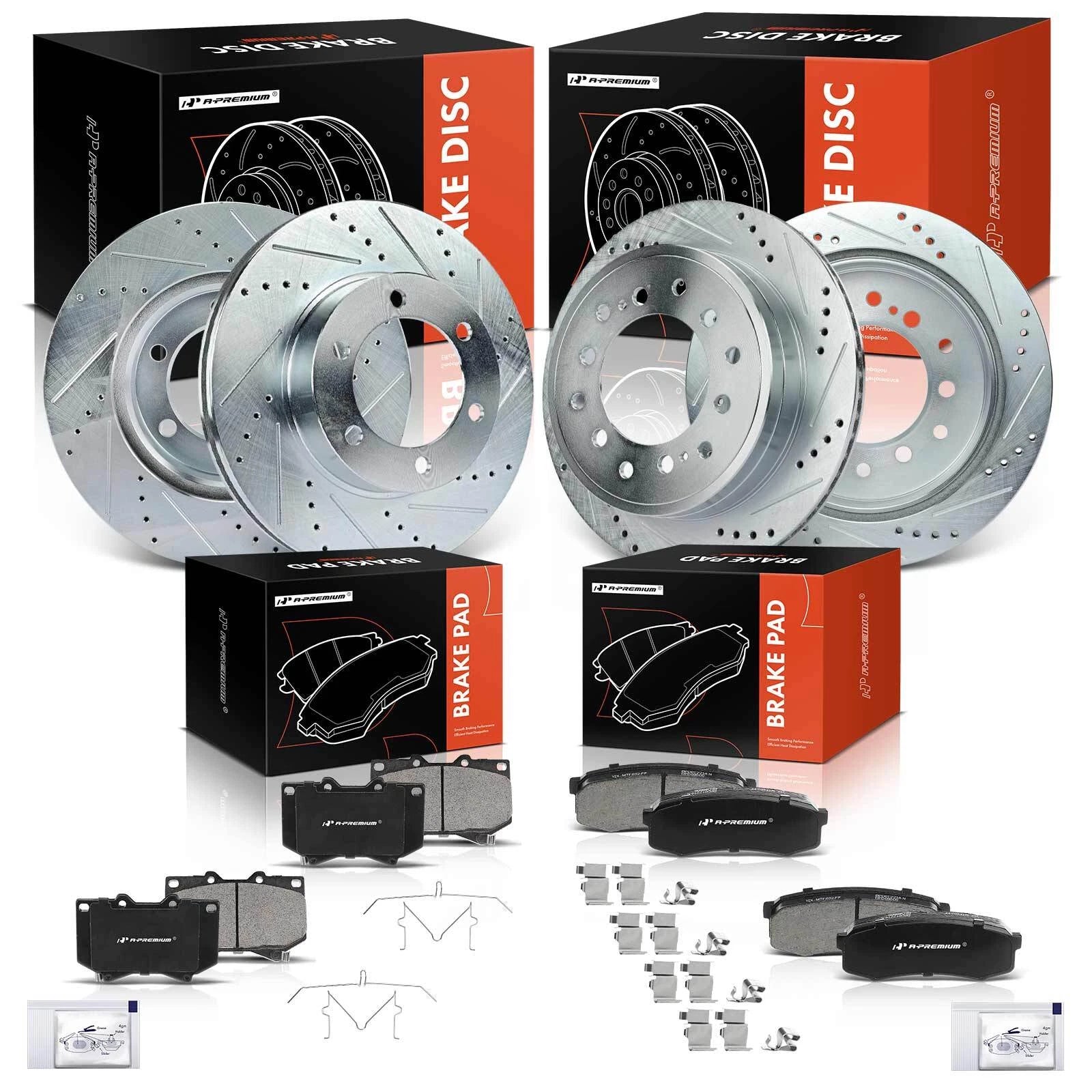 Front & Rear Drilled Brake Rotors and Ceramic Pads for Toyota Sequoia (2008-2024)