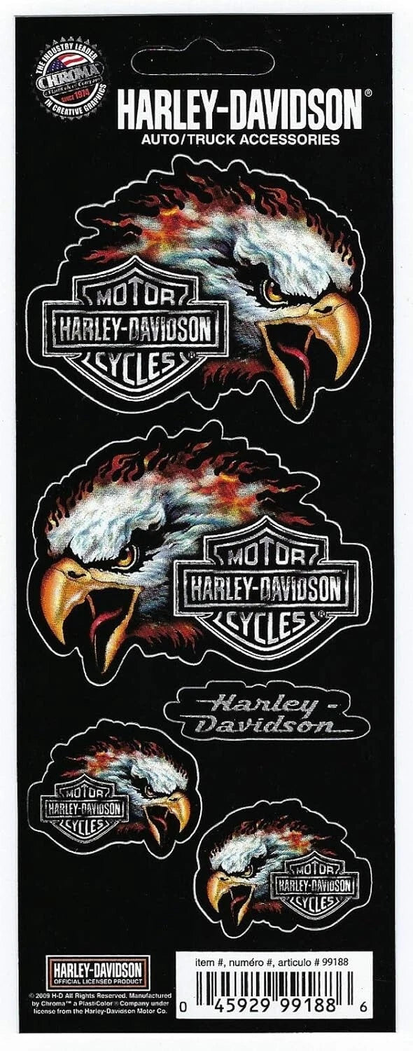 5pc Eagle Flame Sticker Decal Set for Harley Davidson