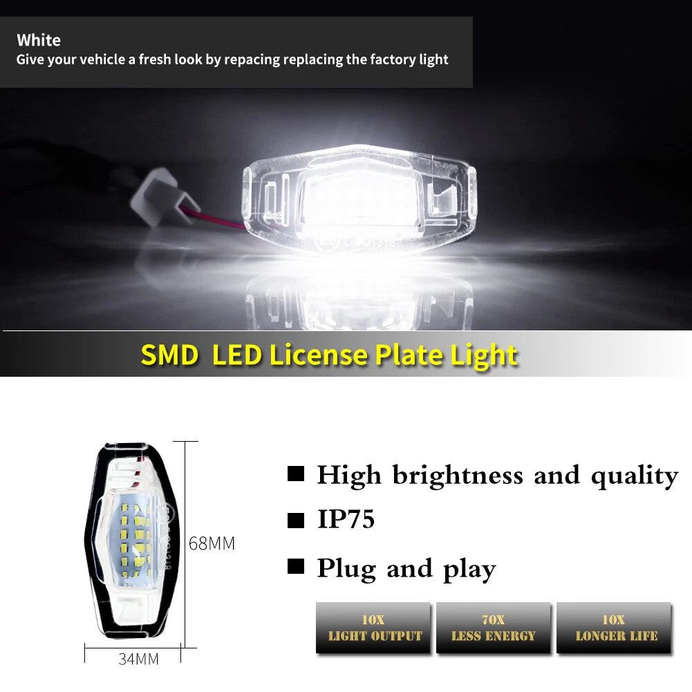 Bright White LED License Plate Lights for Honda Civic Acura MDX ILX
