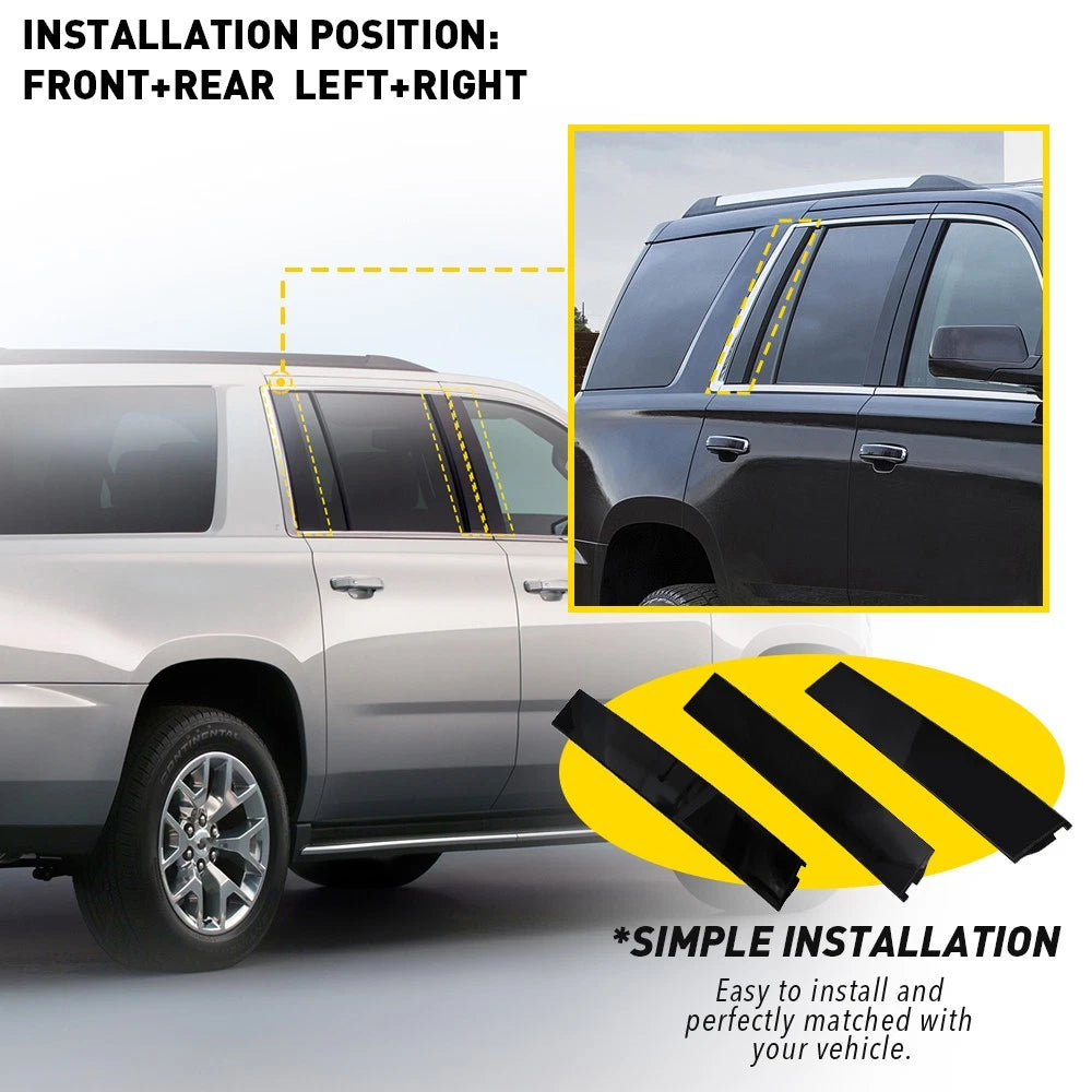 Set of 2 RH LH Door Applique B Pillar Trim for Chevy Tahoe GMC Yukon Suburban (2015–2018)