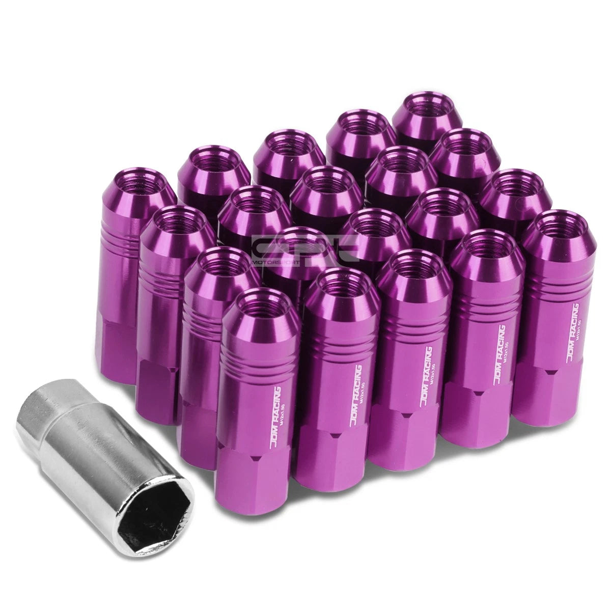 20 PCS Open End M12x1.5 60mm Tall Purple Aluminum Lug Nuts for JDM Vehicles