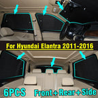 6x / Front Side Rear Window Windshield Privacy Sunshade / Hyundai Elantra (2011–2016)