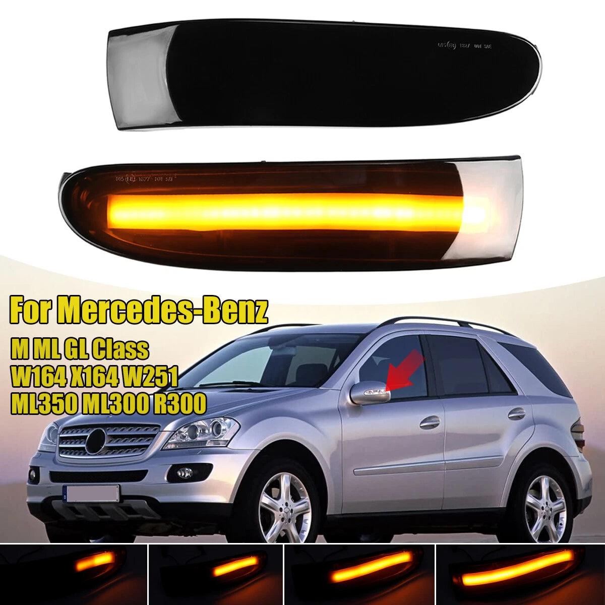 Sequential Side Mirror Blinker Lights for Mercedes-Benz W251 W164 X164 (2006–2010)