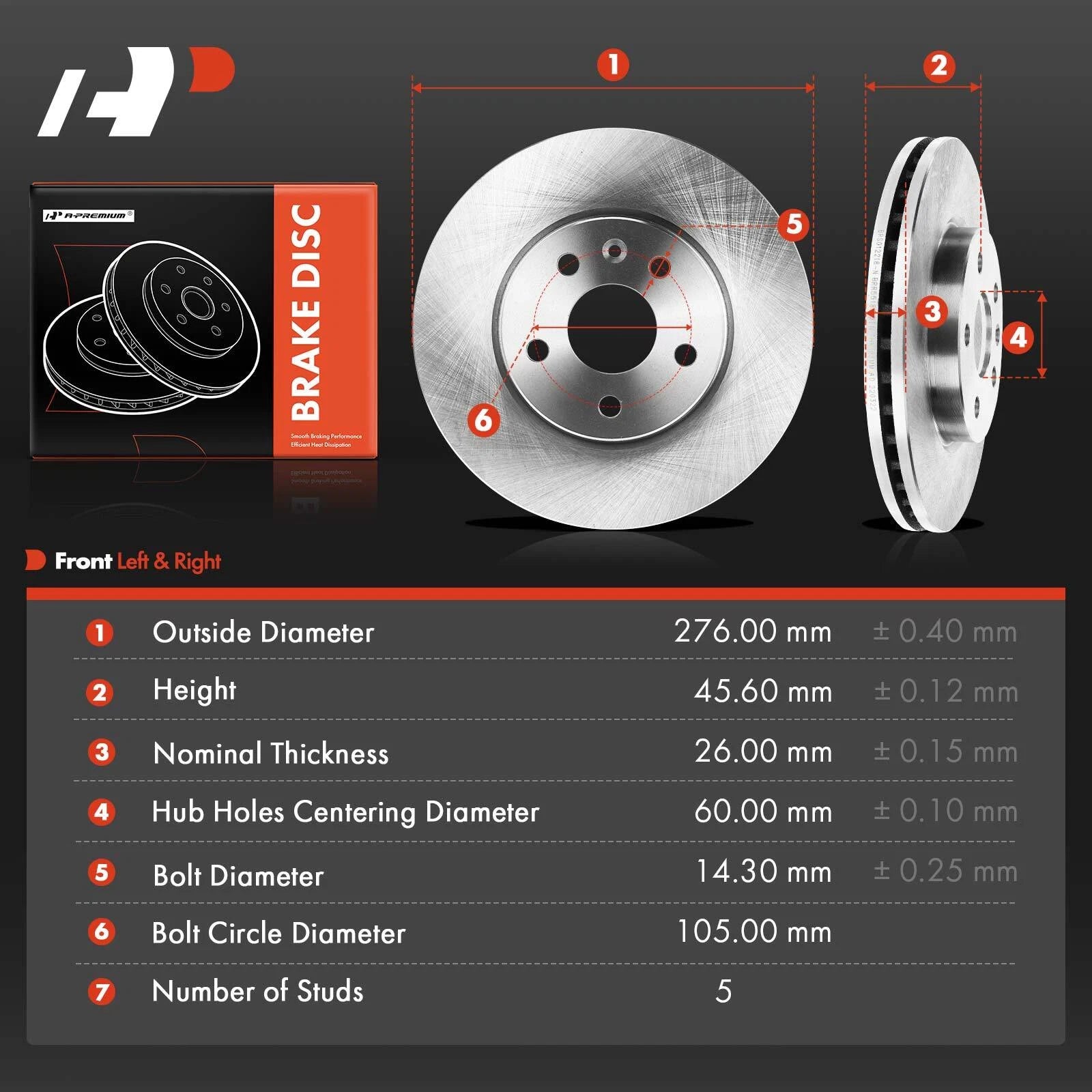Front Disc Brake Rotors for Chevrolet Cruze (2011â2019) Sonic (2012â2020) Volt (2011â2019)