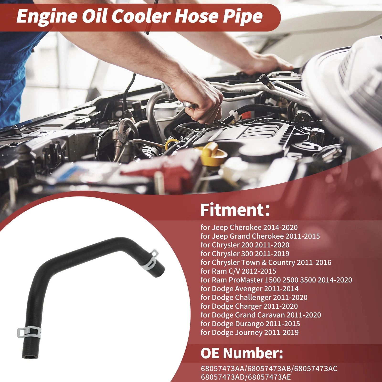 Engine Oil Cooler Tube for Jeep Cherokee (2014–2020) No. 68057473AA
