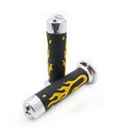 7/8" Yellow Flame Hand Grips for Suzuki Burgman, Skywave & Ducati 749, 898