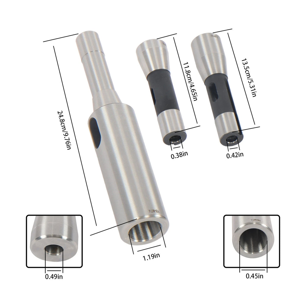 Set of 4 R8 Shank Sleeves for Industrial Machines (1MT–4MT)