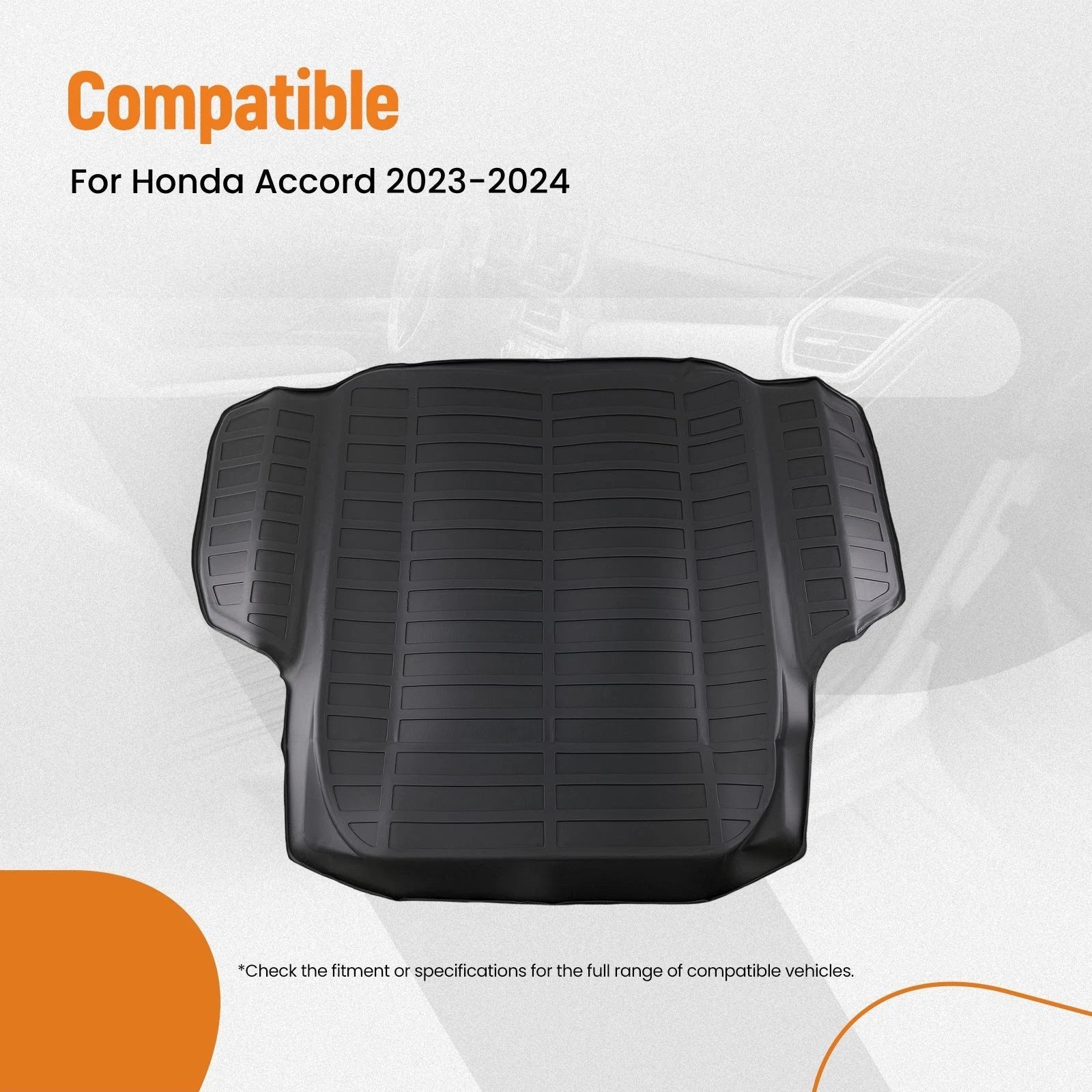 Cargo Liner Trunk Bed Mat for Honda Accord (2023–2024) TPE Waterproof Black