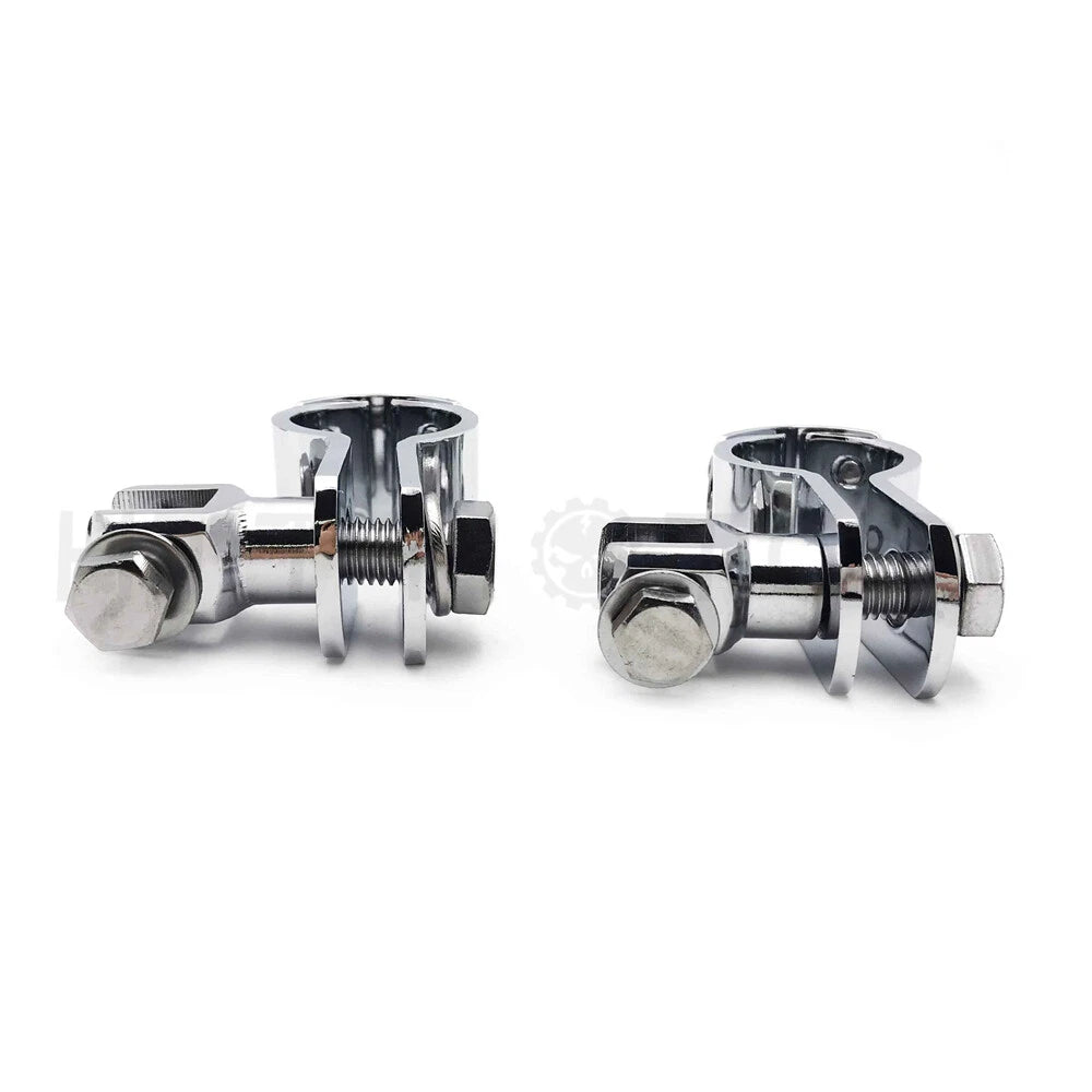 Chrome Foot Peg Mounts for Harley (1" - 1 1/4" Engine Guard)