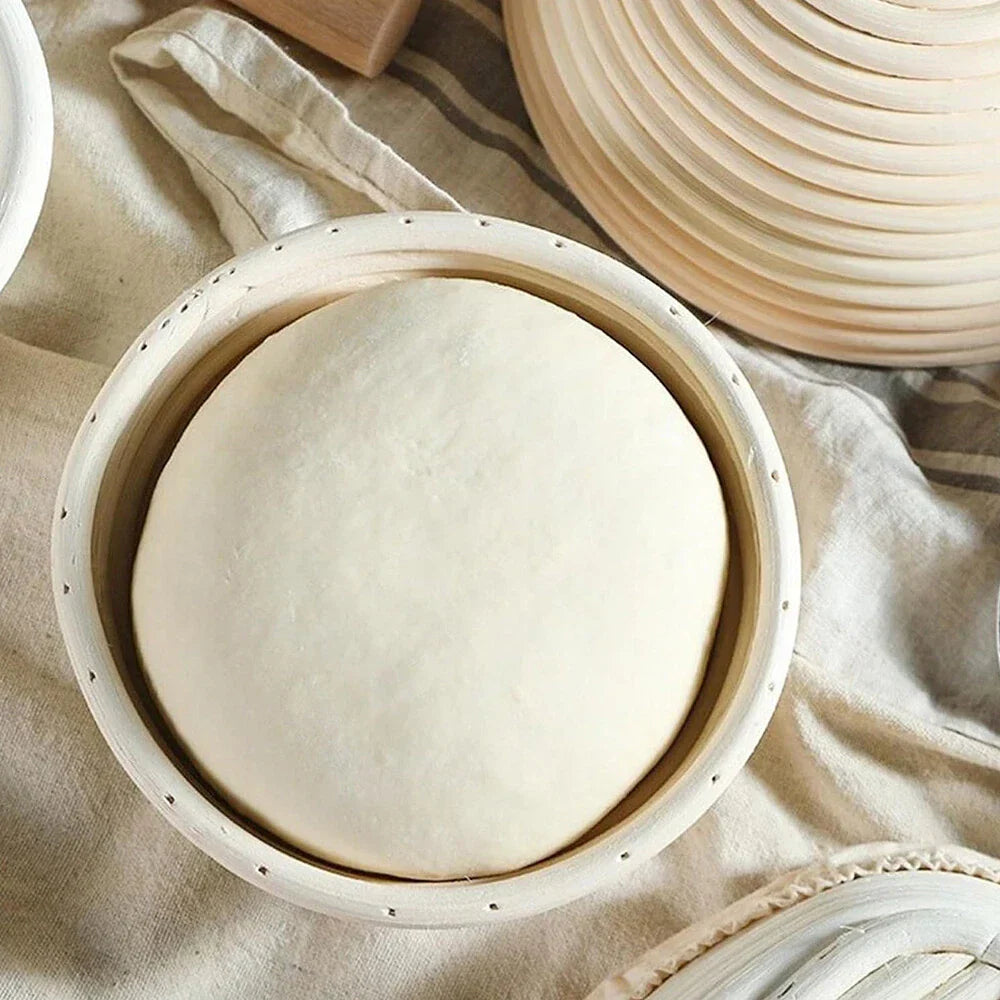 Round Bread Proofing Basket + Cloth Cover for Artisan Sourdough 23x8cm