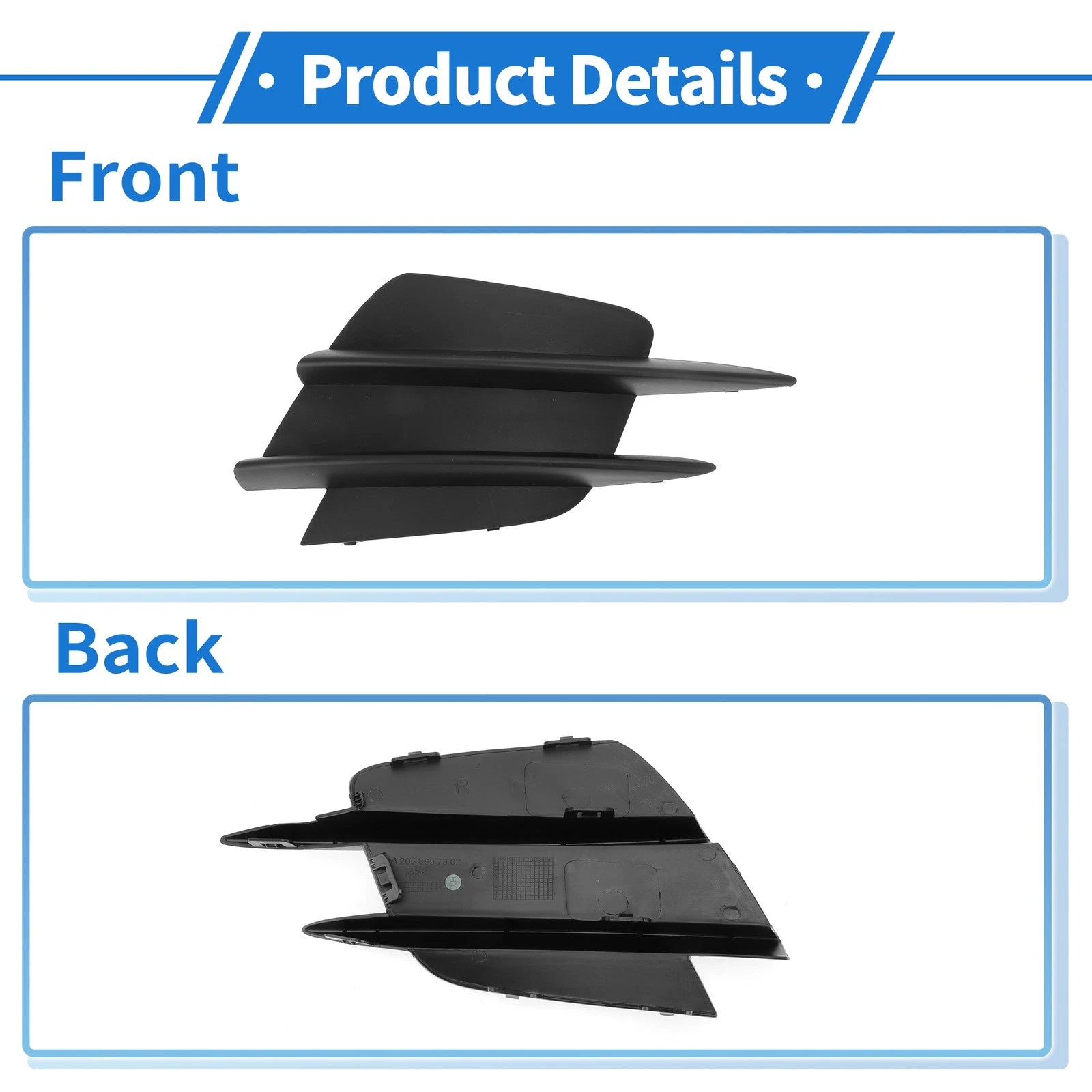 1 Pc Fog Light Grill for Mercedes-Benz W205 (2015–2021) No. 2058857302 Black