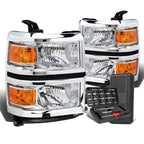 Pair Chrome Amber Signal Headlight Lamps for Chevy Silverado (2014–2015)