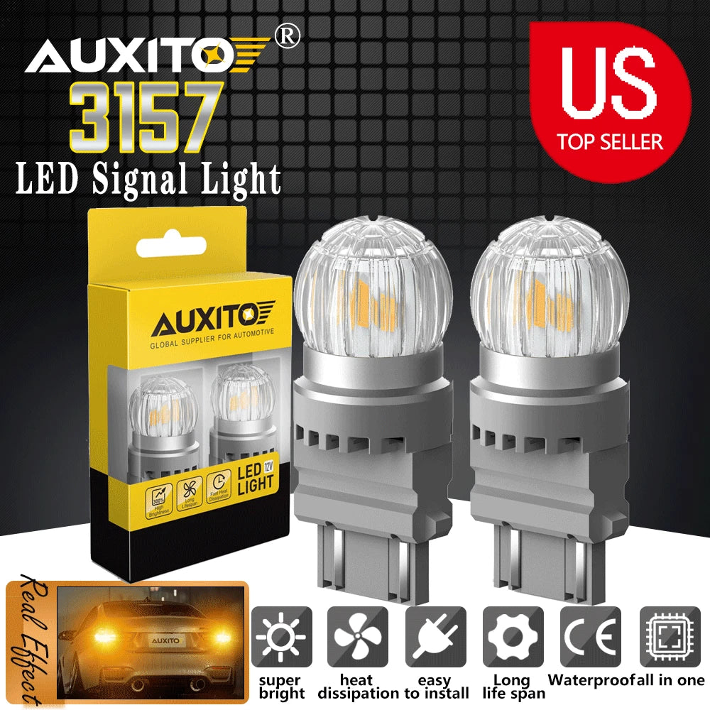 2X 3157 Amber Yellow SMD LED Turn Signal Parking Bulbs