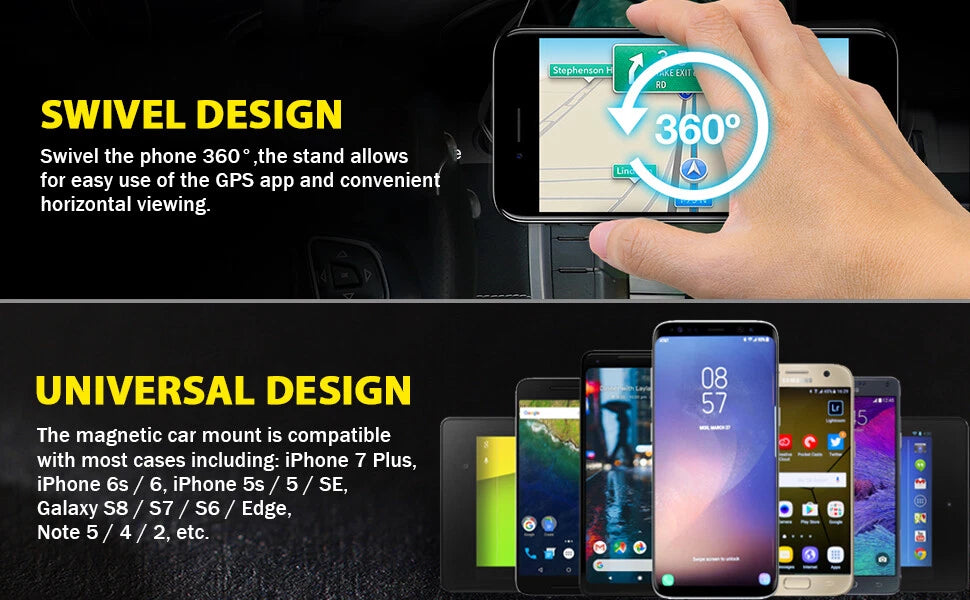 Universal Magnetic Phone Car Holder for iPhone Samsung GPS (Universal)