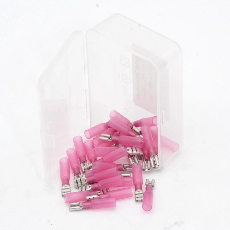 30-Pack Heat Shrink Push On Terminal for Marine 22-16 AWG