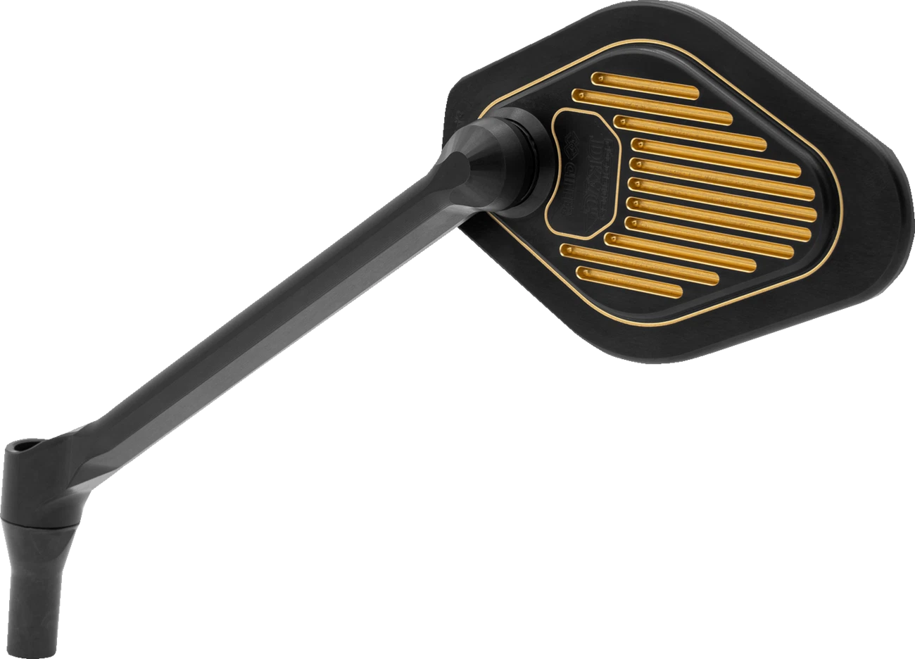 Adjustable Mirror for Drag Specialties (Black/Gold, Long Stem, Left)