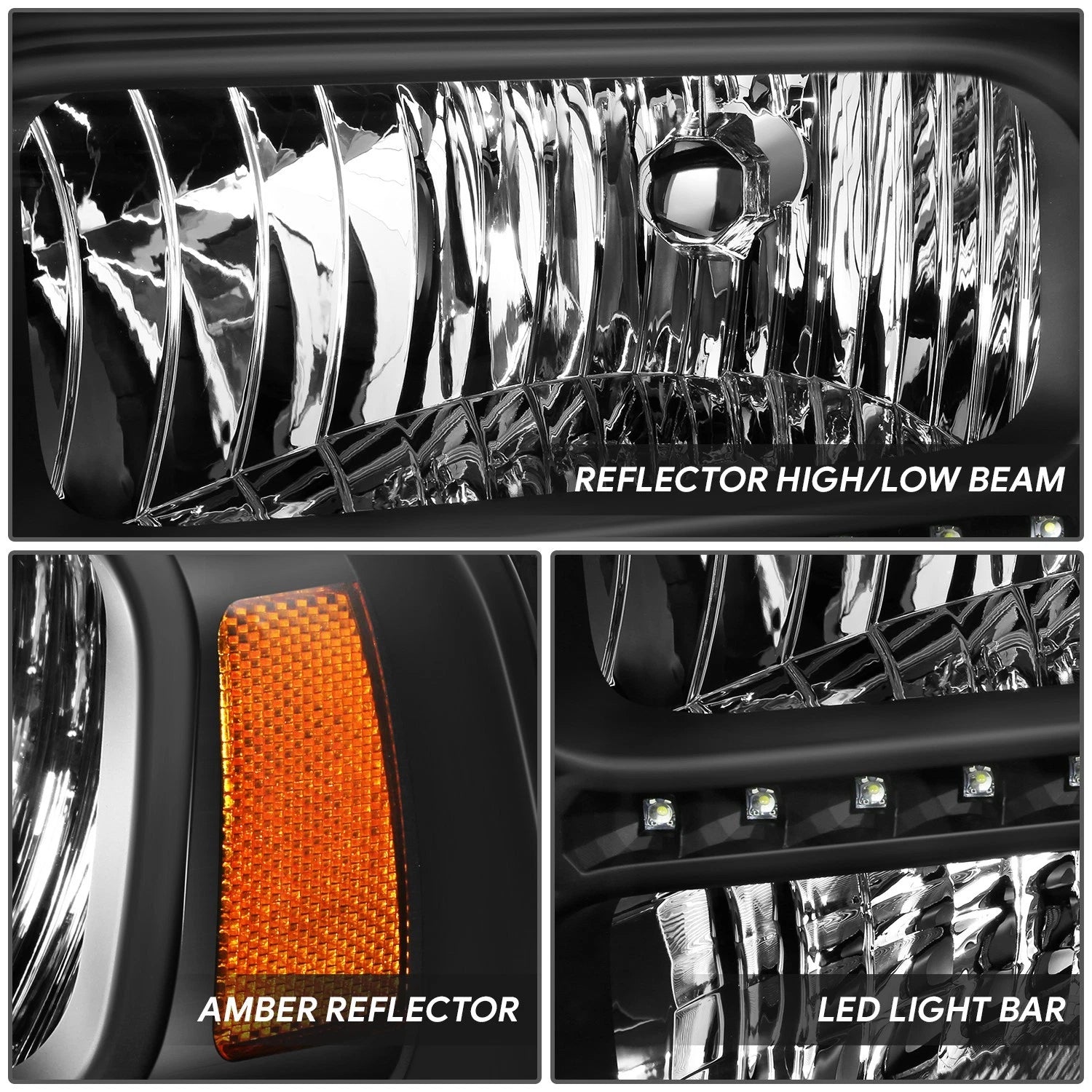 LED DRL for Ford Super Duty (2005–2007) Black Housing Amber Side Lamp
