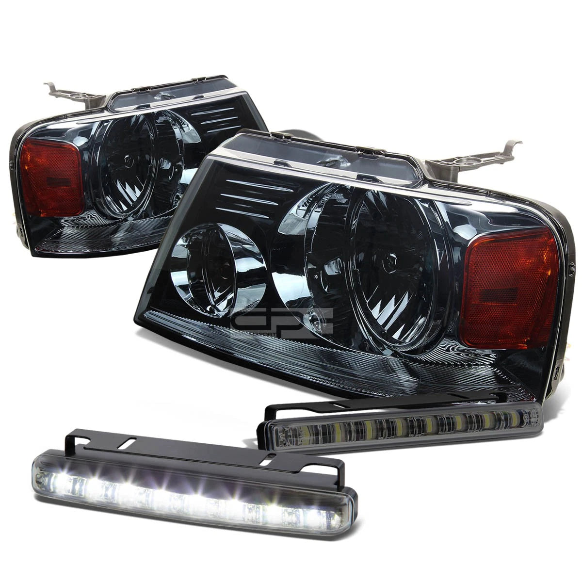 Smoked Headlight, Amber Lens Corner, LED Fog Light Set for Ford F150 (2004–2008)