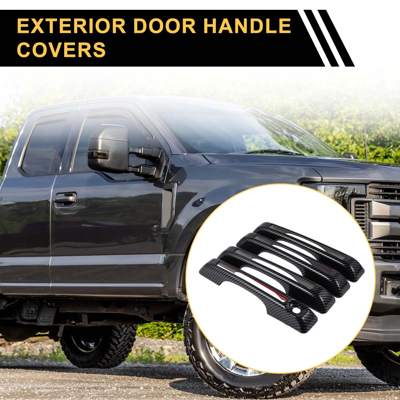 Set of 4 Exterior Door Handle Covers for Ford Maverick (2022–2023) Carbon Fiber