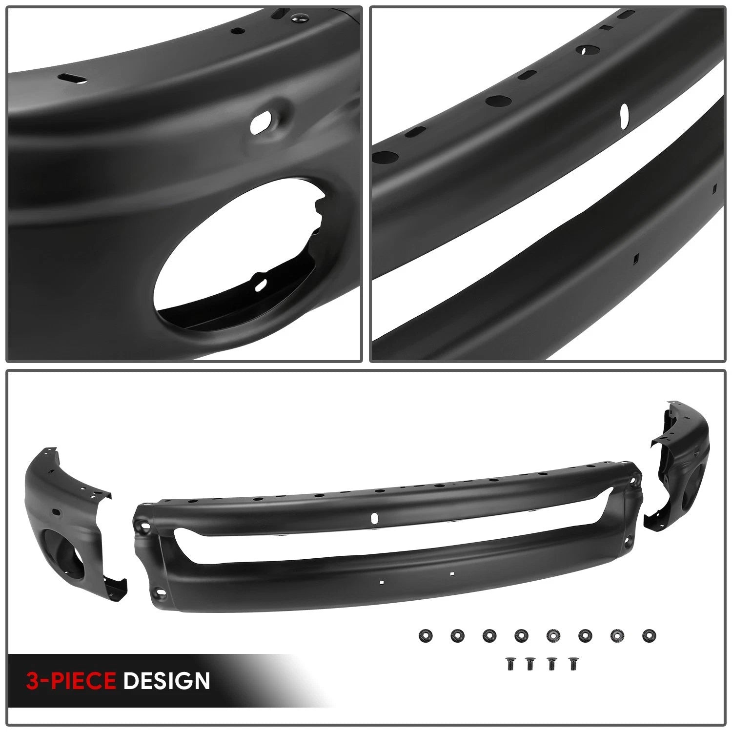3pcs Front Bumper Face Bar Replacement for Dodge Ram 1500 2500 3500 (2002–2009)