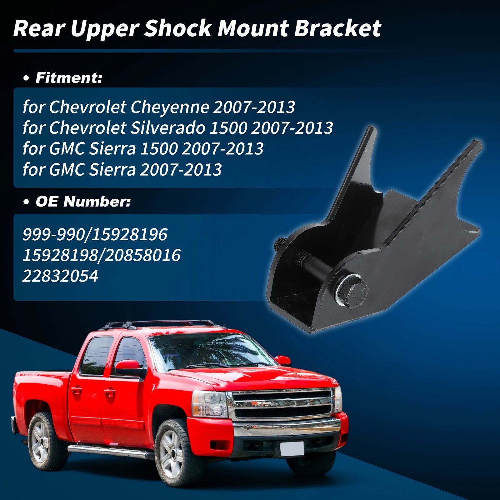 Rear Upper Shock Mount for Chevy Silverado 1500, GMC Sierra (2007–2013) No.999-990