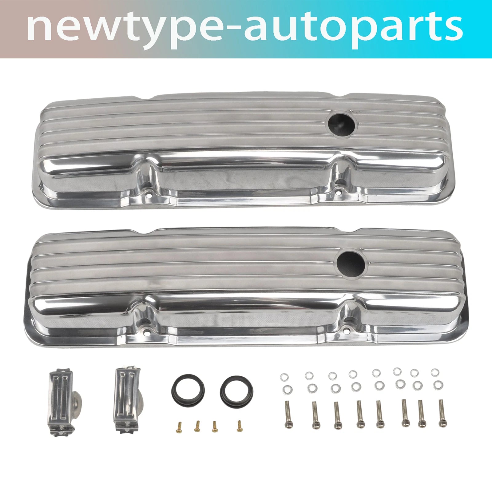 Retro Finned Polished Aluminum Short Valve Covers for SBC Chevy 350 400 (1958–1986)