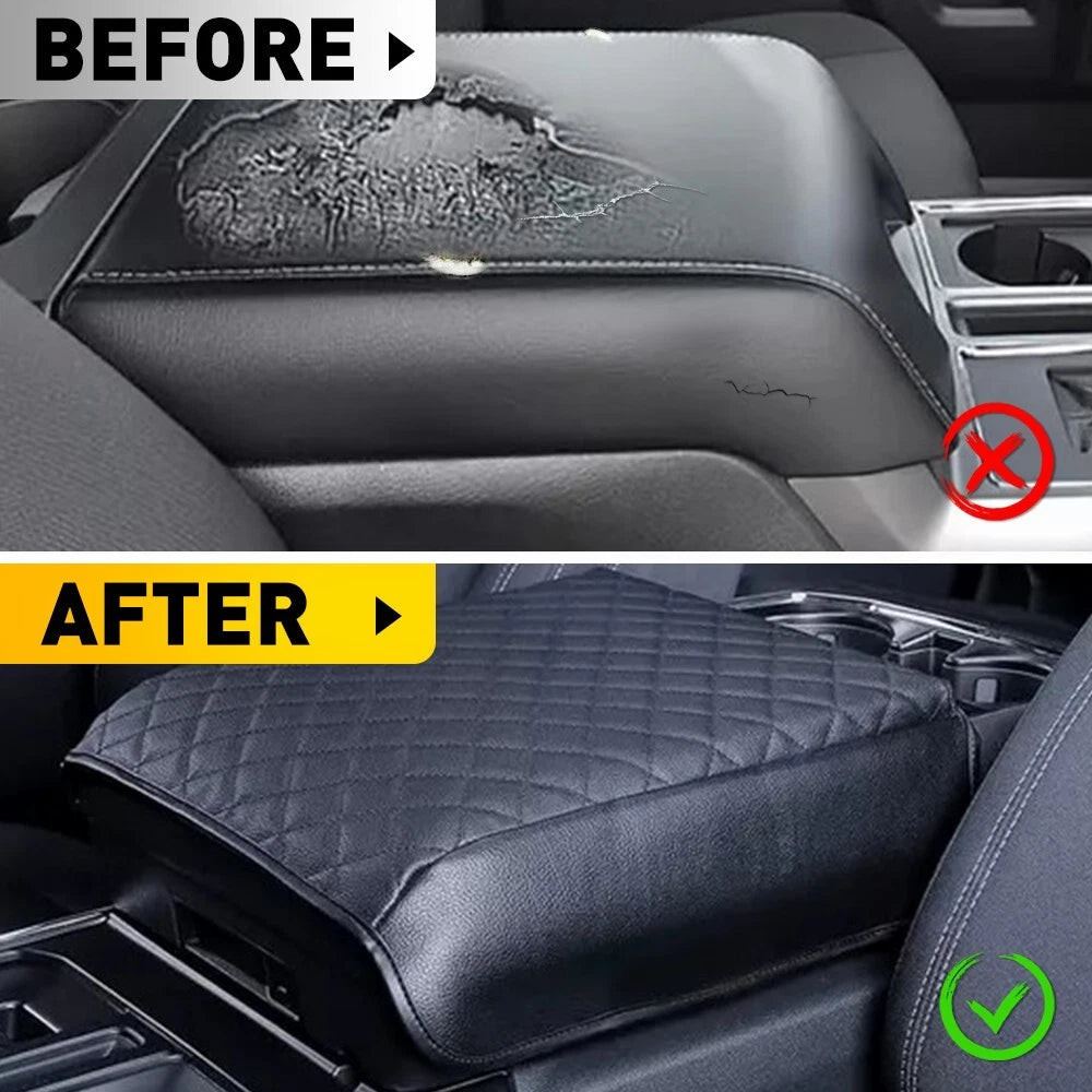 Leather Center Console Lid Armrest Cover for Ford F150 (2021–2023)