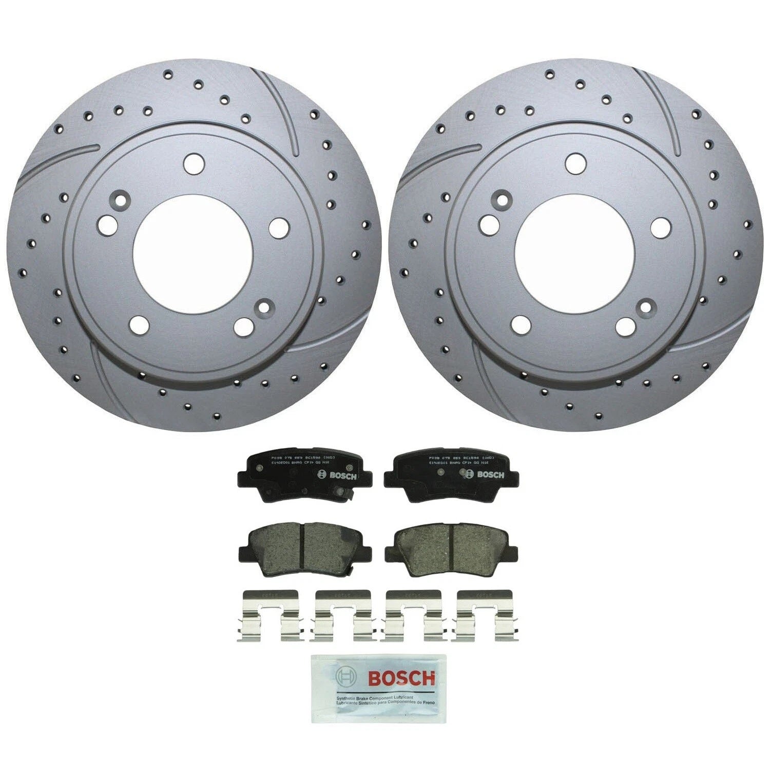 Rear Brake Kit 262mm Drilled Rotors & Bosch Ceramic Pads for Elantra GT (2013–2018)