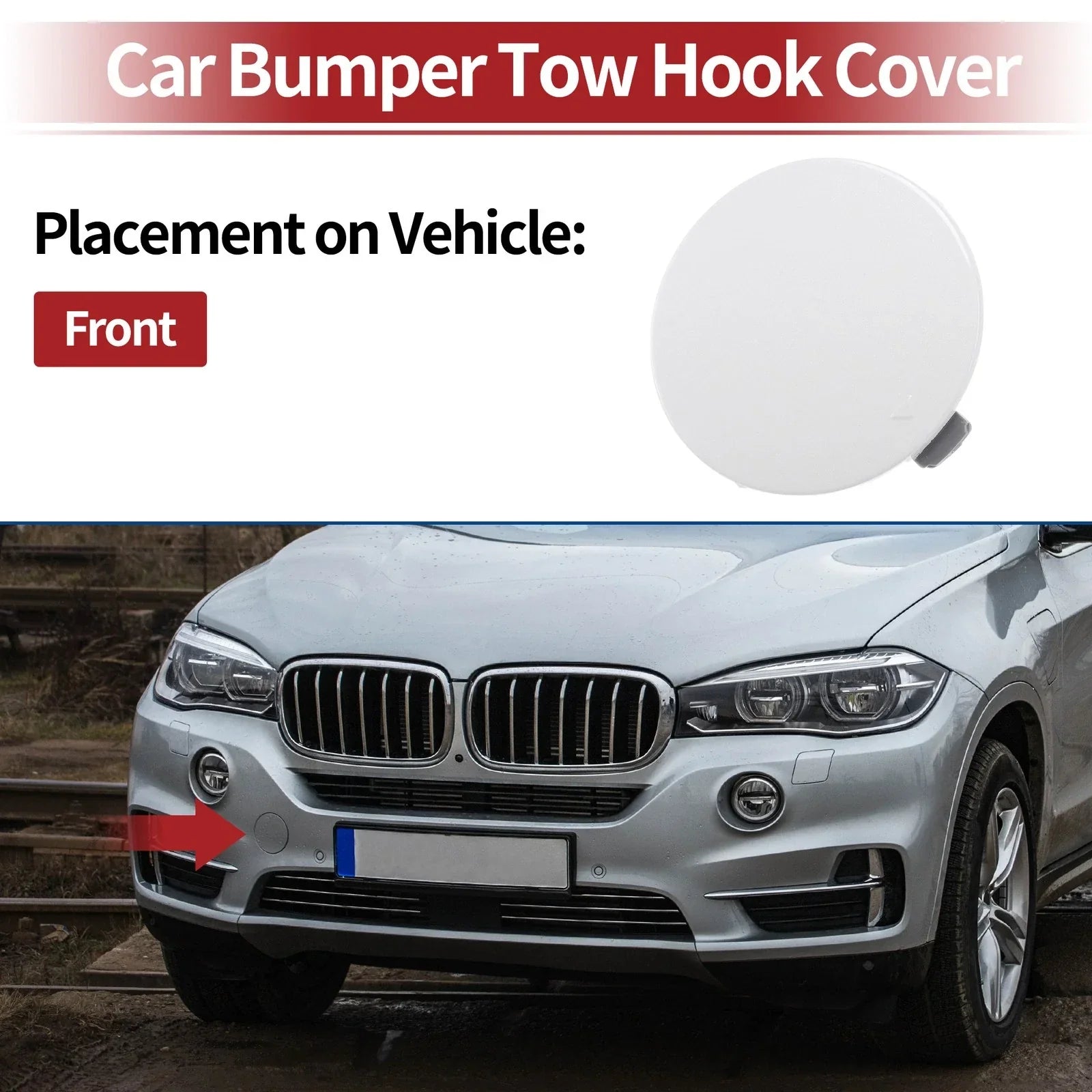 Tow Hook Cover for BMW X5 F15 M (2014-2018) White 1 Pc