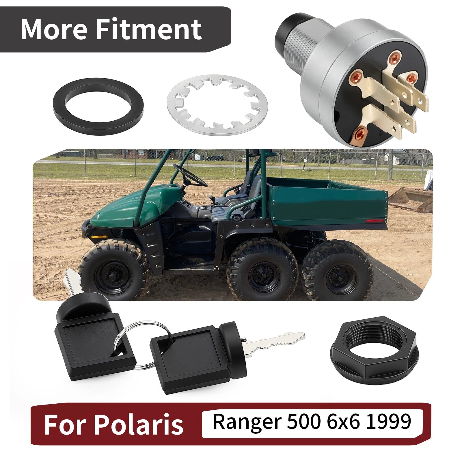 Ignition Switch for Polaris Ranger 500 6x6 (1999) - 2410109, 2 Keys