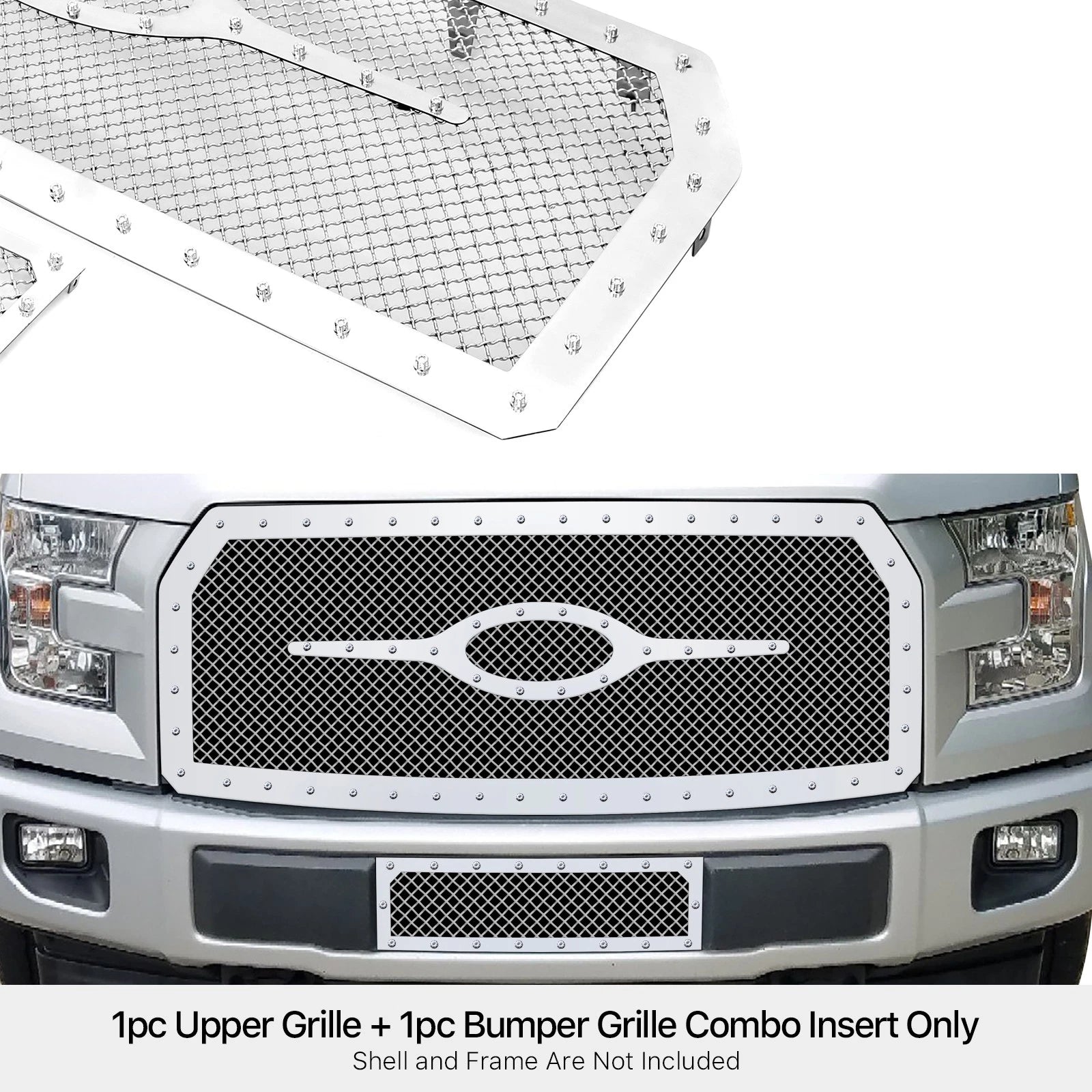 Stainless Steel Chrome Mesh Grille Insert for Ford F-150 (2015-2016)