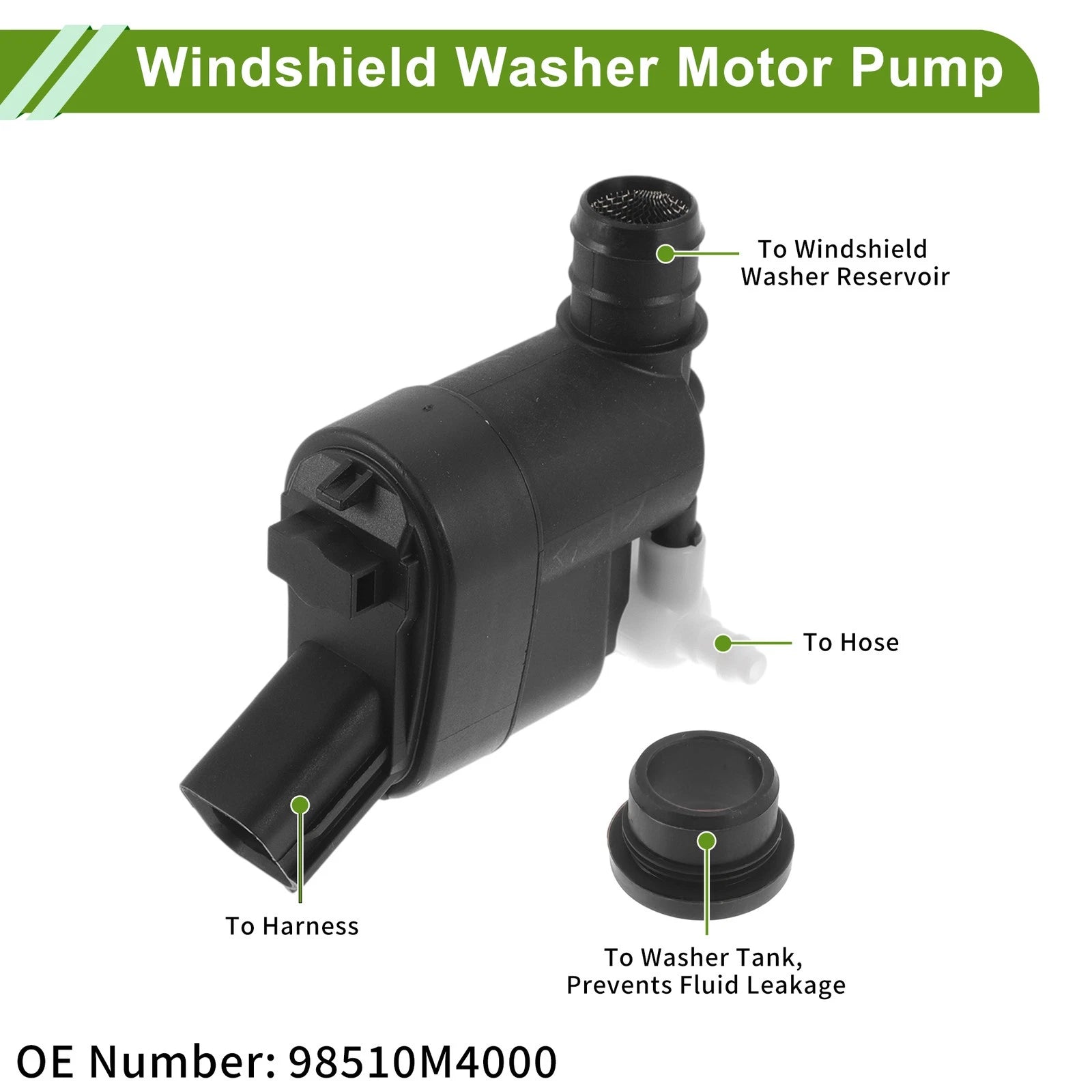 Windshield Washer Pump w/Grommet for Genesis GV70 (2022–2023) No. 98510M4000