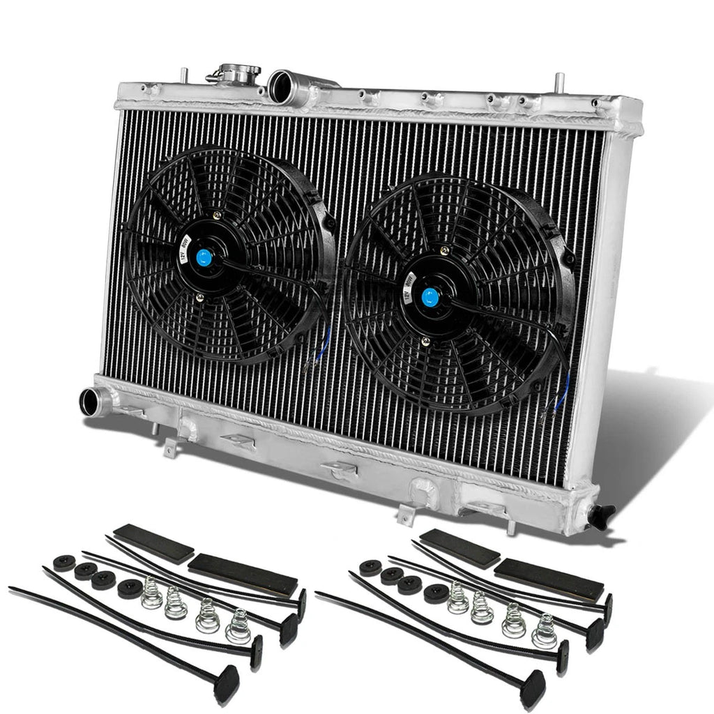 Aluminum Chrome Radiator + 10" Black Fans for Impreza WRX/STI GD (2001–2007)