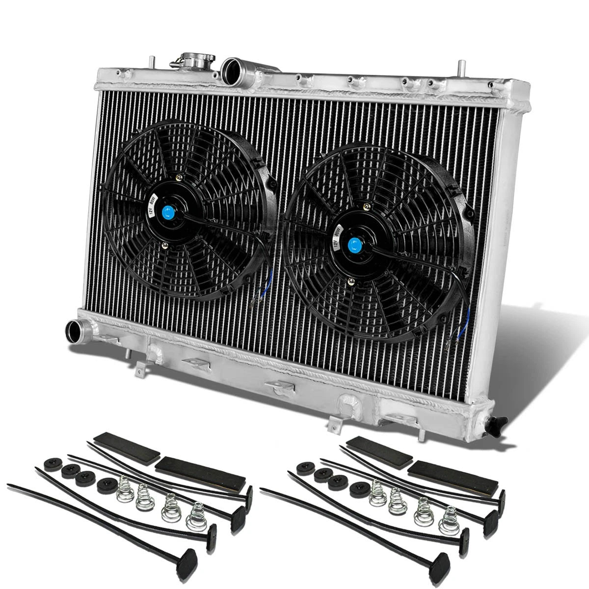 Aluminum Chrome Radiator + 10" Black Fans for Impreza WRX/STI GD (2001–2007)