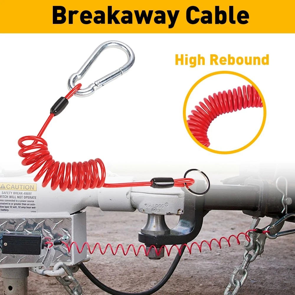 6' Coiled Breakaway Cable for Trailer RV Boat Emergency PY