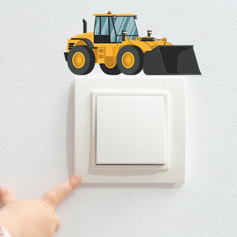 Yellow PVC Construction Vehicle Wall Decal 29x20cm for Office Home Decor