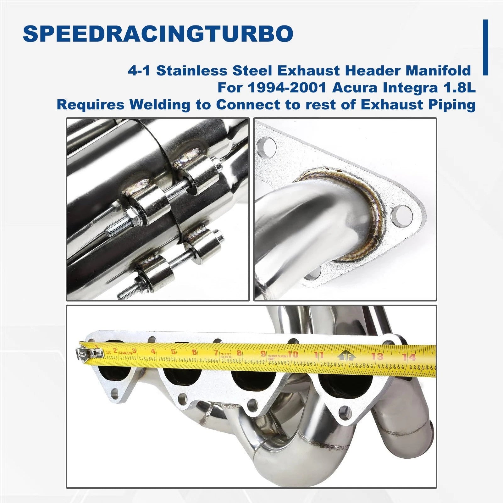 4-1 Stainless Steel Exhaust Header Manifold for Acura Integra 1994–2001 1.8L