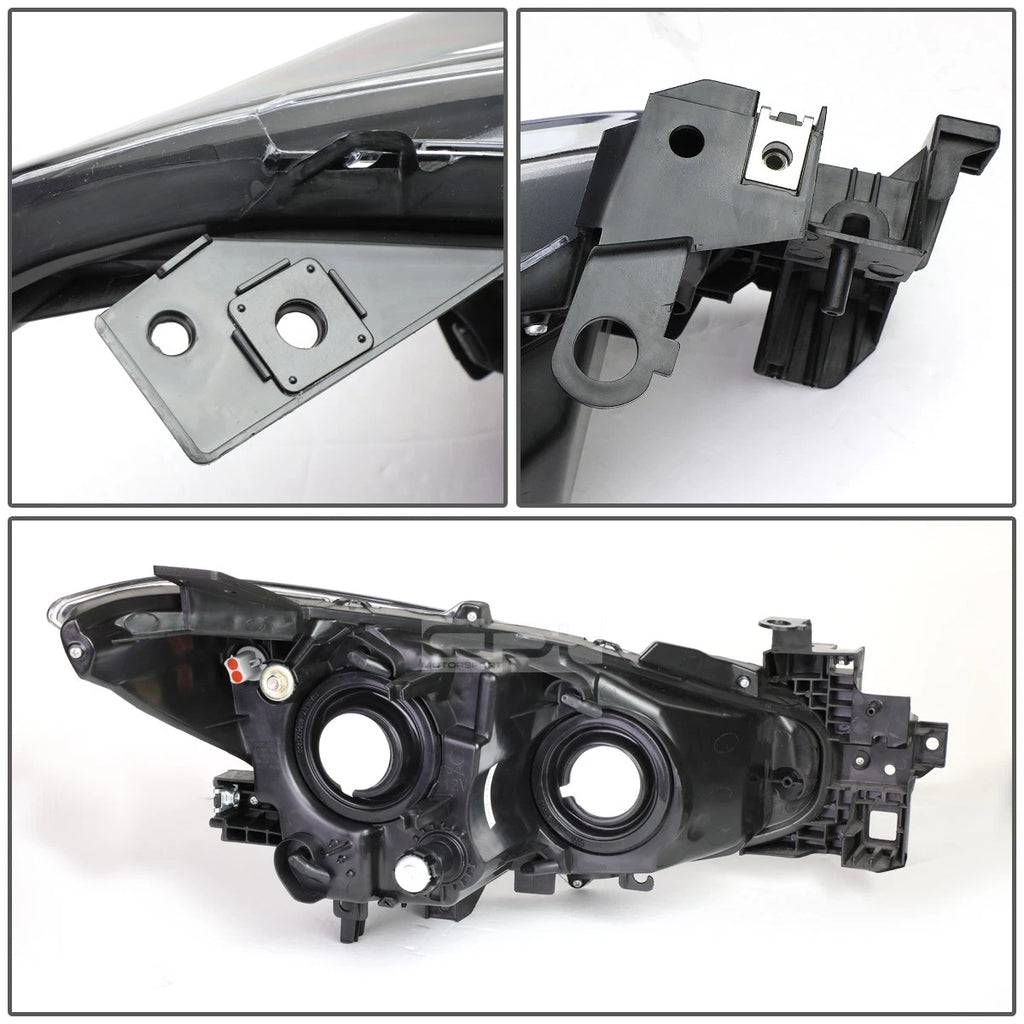 Pair of Projector Headlights for Mazda 3 (2014–2016) - Black Housing, Clear Corner